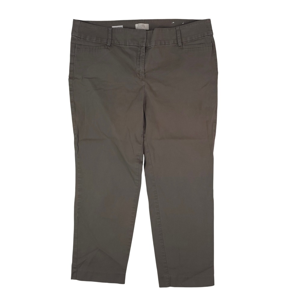 Loft Outlet Original Ankle Pant Women 14 Brown Stretch‎ Cotton Business Casual